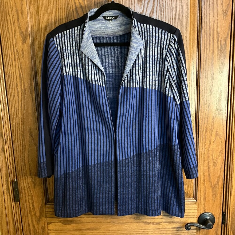 Misook 3/4 Sleeve Indigo Blue Knit Jacket Size Extra Large XL